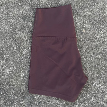 New Nude High-Waist Brushed Shorts Yoga Wear Nylon Shorts Women's Tight Yoga Three-Point Sports Shorts Peach
