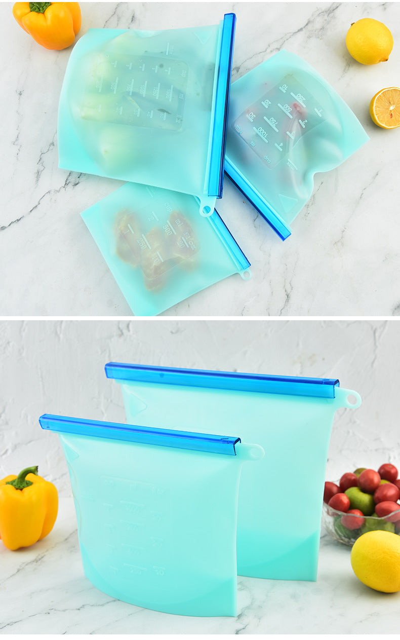 Sealed bag food grade fresh-keeping bag refrigerator vegetable and fruit storage bag sealed bag with pull rod silicone fresh-keeping bag