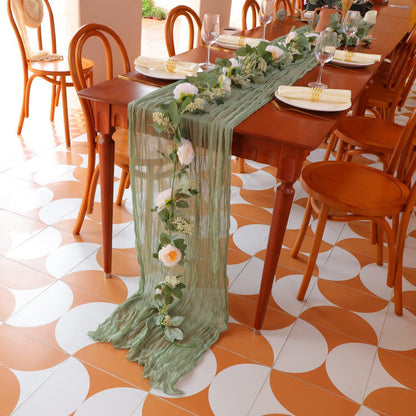 Cross-border foreign trade wholesale Bali yarn wrinkled table flag twist table flag tablecloth wedding party decoration wrinkled table flag