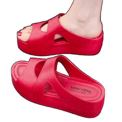 High-Heeled Slippers for Women to Wear in Summer, Ultra-Thick Soles, New Home Hot Style Wedge Heels, Platform Slippers, Non-Slip Plastic Sandals