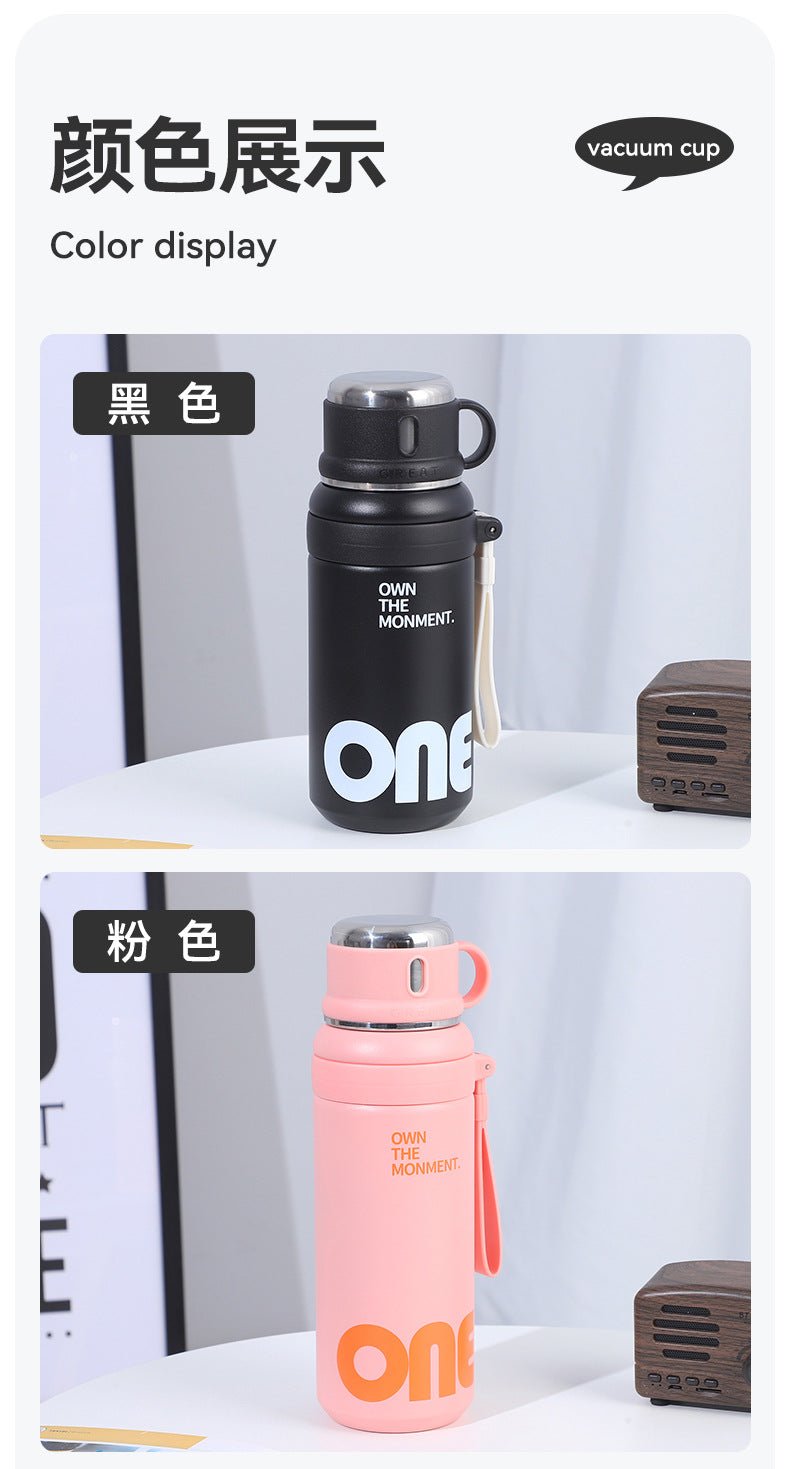 New Large-Capacity Straw Insulated Cup, Outdoor Portable Vacuum Double-Drink Cup, Household Double-Layer 316 Stainless Steel Water Cup