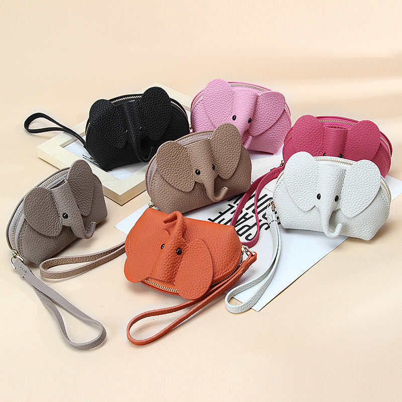 First Layer Cowhide Zipper Small Wallet Korean Style Simple Mini Keychain Coin Storage Bag Genuine Leather Coin Purse for Women