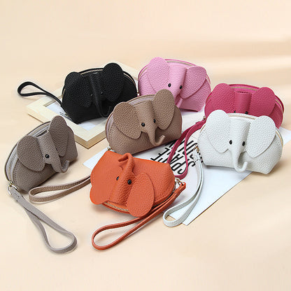 First Layer Cowhide Zipper Small Wallet Korean Style Simple Mini Keychain Coin Storage Bag Genuine Leather Coin Purse for Women