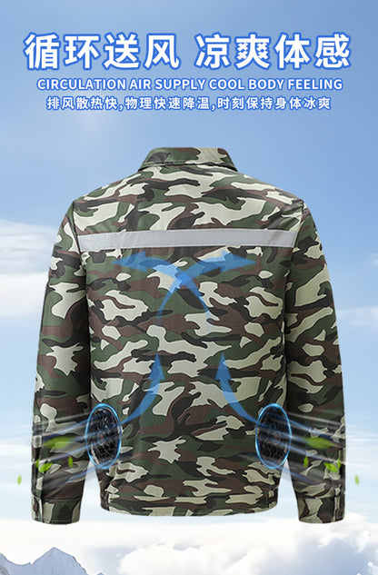 Cross-Border Cooling Air-Conditioning Clothing with Reflective Strips and Fan Cooling Clothing for Men and Women Labor Protection Summer Outdoor Work Clothes