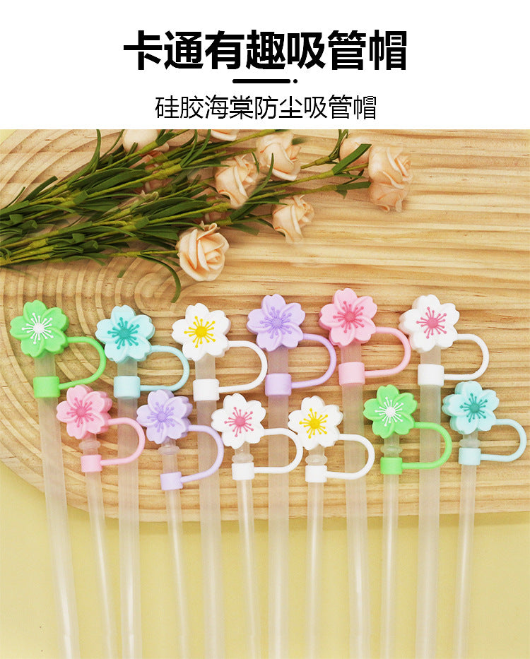 Popular 10mm Begonia Flower Straw Cap Stanley Water Cup Straw Plug Silicone Flower Straw Cover Direct from Manufacturer