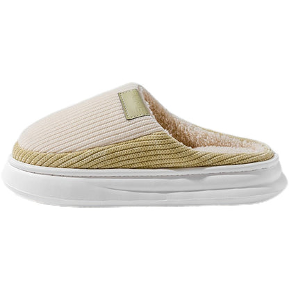 Non-Slip Simple Cotton Slippers for Men in Winter 2025 New Indoor Home Warm Plush Thickeneded Cotton Slippers for Women to Wear Outside