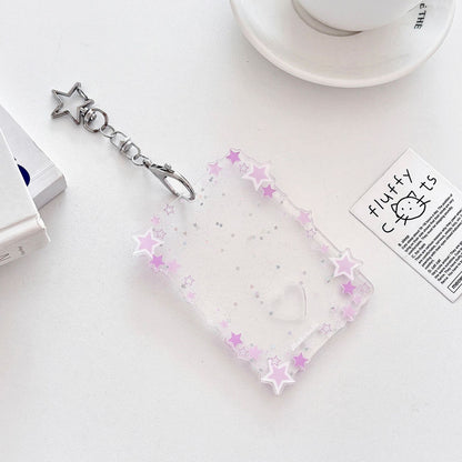 Original Glitter Star Version Card Holder Fan Small Card 3inch Acrylic Card Holder Small Card Polaroid Card Holder Gumei