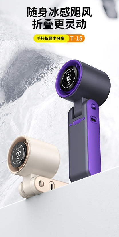 Cross-Border New T15 High-Speed 100-Speed Foldableing Handheld Fan USB Charging Hanging Neck Portable Violent Turbine Fan