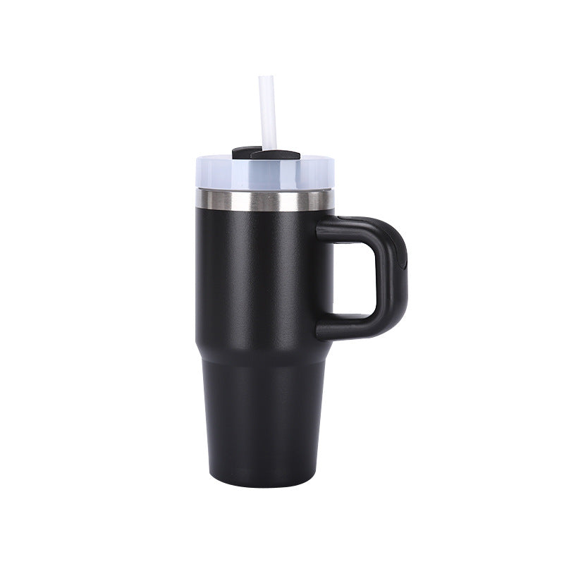 14oz Large-Capacity Handle Car Cup 304 Stainless Steel Thermal Insulation Ice Cup Outdoor High-Looking Straw Cup