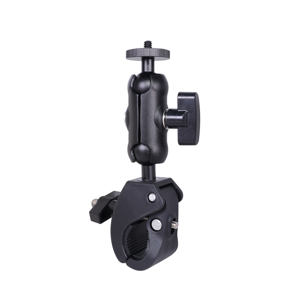 Action Camera Handlebar Bracket, Cycling Navigation Double-Head Clamp Bracket, Universal Ball Head Motorcycle Mobile Phone Holder