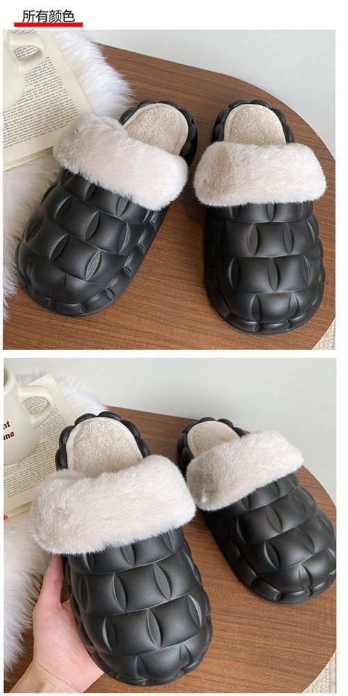 Women's Winter Cotton Slippers with a Stepping-On-Clouds Feel, Trendy Casual Closed-Toe Indoor Waterproof Warm Thick-Soled Cotton Slippers for Women