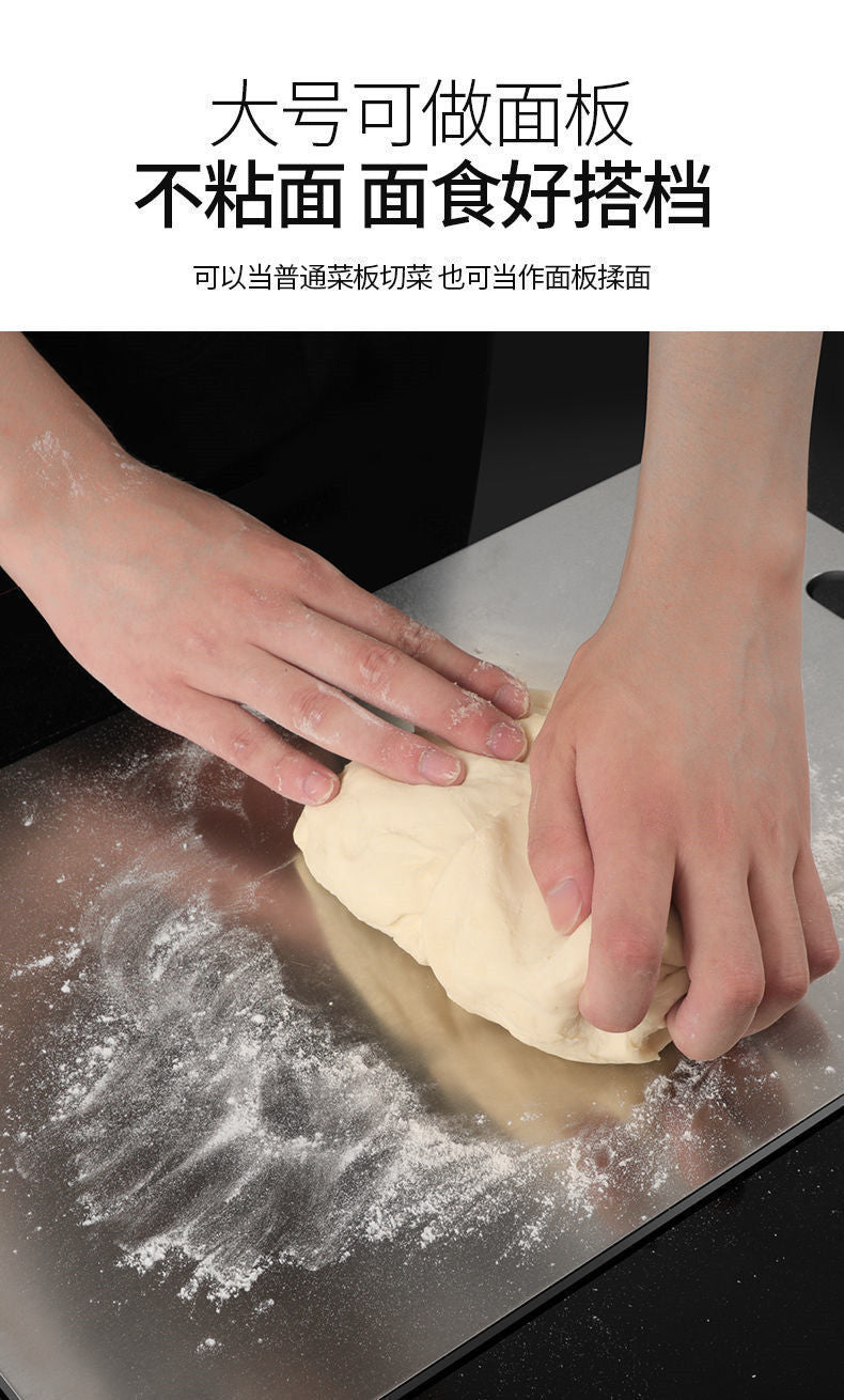Thickened Double-Sided 304 Stainless Steel Cutting Board, Large Cutting Board, Antibacterial and Mildew-Proof Household Vegetable and Fruit Cutting Board