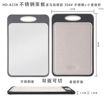 New in stock Amazon Explosions 3D Pattern Stainless Steel Cutting Board Titanium Cutting Board 304 Double-sided Cutting Board
