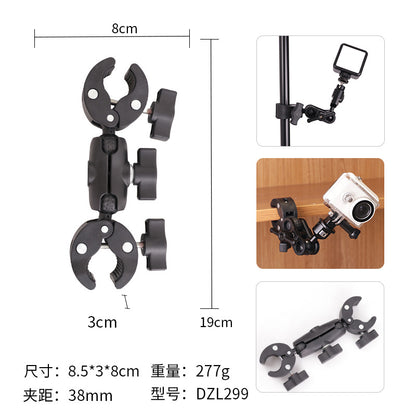 Action Camera Handlebar Bracket, Cycling Navigation Double-Head Clamp Bracket, Universal Ball Head Motorcycle Mobile Phone Holder