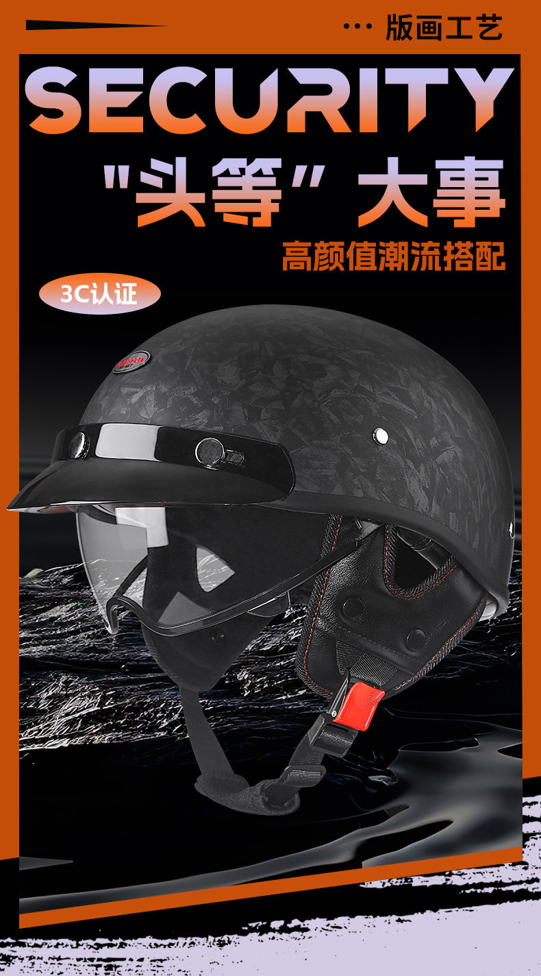 Manufacturer Wholesale 3C Certified Class a Motorcycle Retro Helmet Electric Vehicle Half Helmet Removable Ear Protection Water Transfer Printing