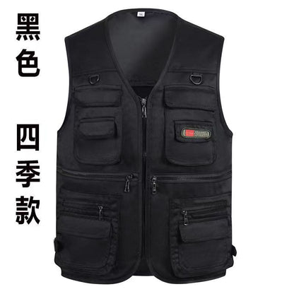 Cross-Border Outdoor Multi-Pocket Vest Men's Fishing Vest Photography Middle-Aged Men's Tops Work Clothes Middle-Aged and Elderly Dad Wear