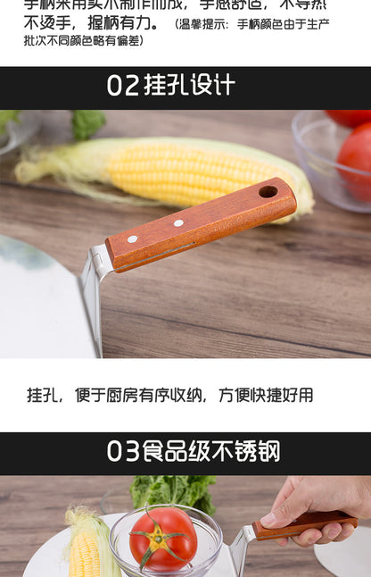 Stainless steel pizza shovel 10 inch wooden handle large round cake shovel mobile blade baking tool small 8 inch