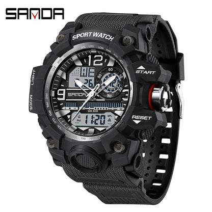 Sanda Hot-Selling Watch Korean Version Student Party Multi-Functional Waterproof Alarm Clock Electronic Watch Cool Dual Display Luminous Sports Watch by PDG ibma