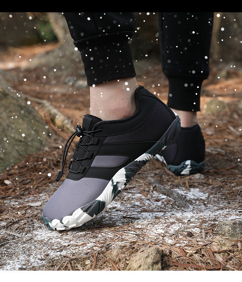Outdoor Snow Boots, Home Cross-Border Winter New Style, Non-Slip Short Style, Fleece-Lined Warm Cotton Shoes, Thick-Soled Barefoot Five-Toe Shoes