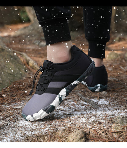 Outdoor Snow Boots, Home Cross-Border Winter New Style, Non-Slip Short Style, Fleece-Lined Warm Cotton Shoes, Thick-Soled Barefoot Five-Toe Shoes