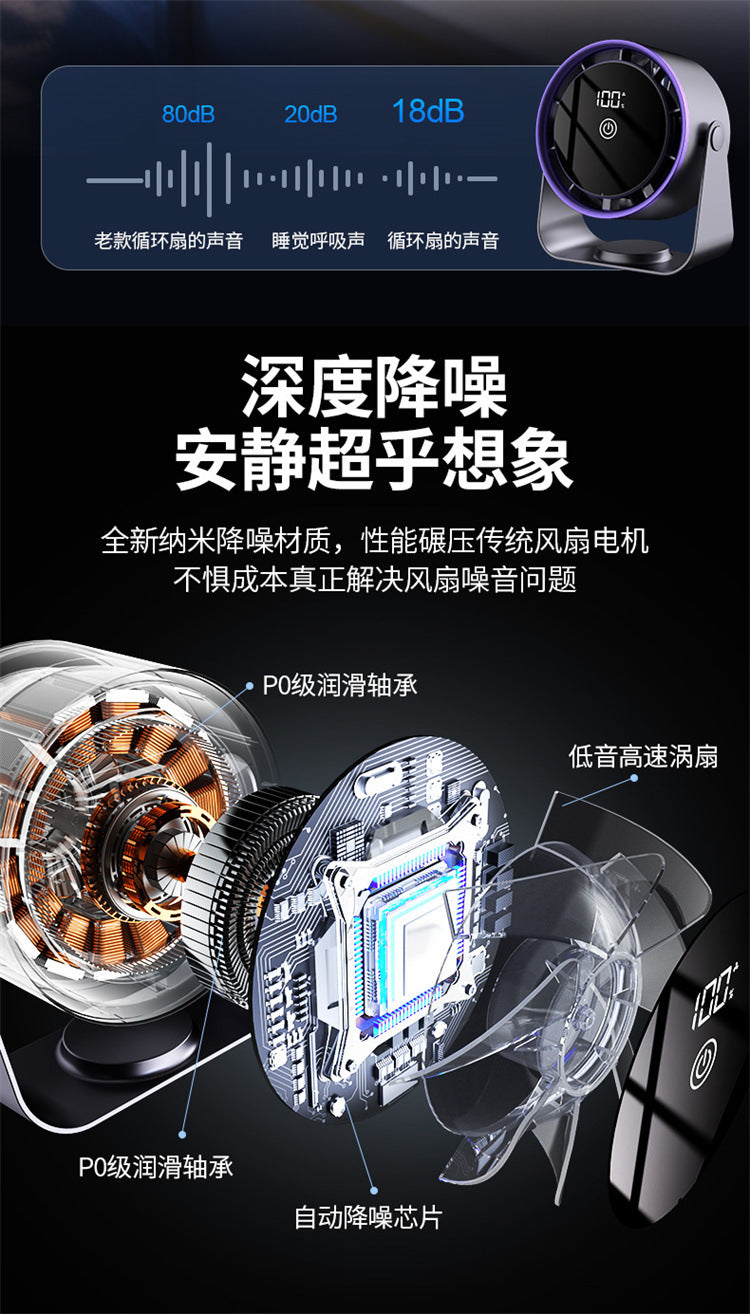 2025 New Desktop Fan Home Office Small Fan Student Dormitory Wall-Mounted Small Rechargeable Circulation Fan