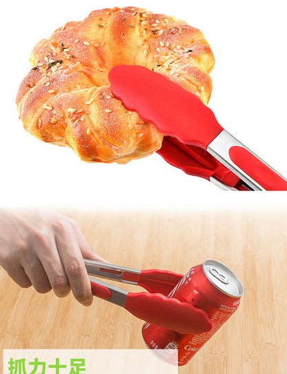 in stock 7 inch 9 inch 12 inch silicone food clip 3 piece set stainless steel food clip BBQ barbecue clip bread steak clip
