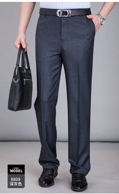 2025 New Summer Thin Mulberry Silk Middle-Aged Business Casual Straight Loose Wrinkle-Free Men's Pants