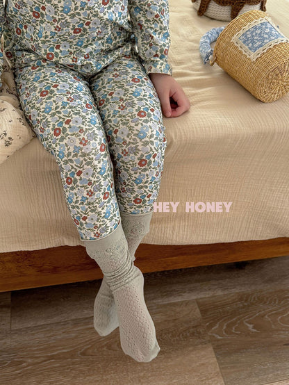 Spot Large and Small Roll Heyhoney24 Lycra Cotton Boys and Girls Autumn Clothes Intimates Printed Home Clothes Pajamas Two-Piece Set
