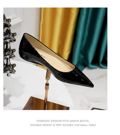 Patent Leather Women Flats Lady Sexy Evening Party Slip On Flat Shoes Women Sharp Pointed Low Heel Shoes Leisure Female Shoes