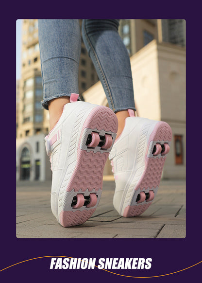 New heloo shoes two-wheel roller shoes children with wheels shoes girls skates student deformation shoes wholesale