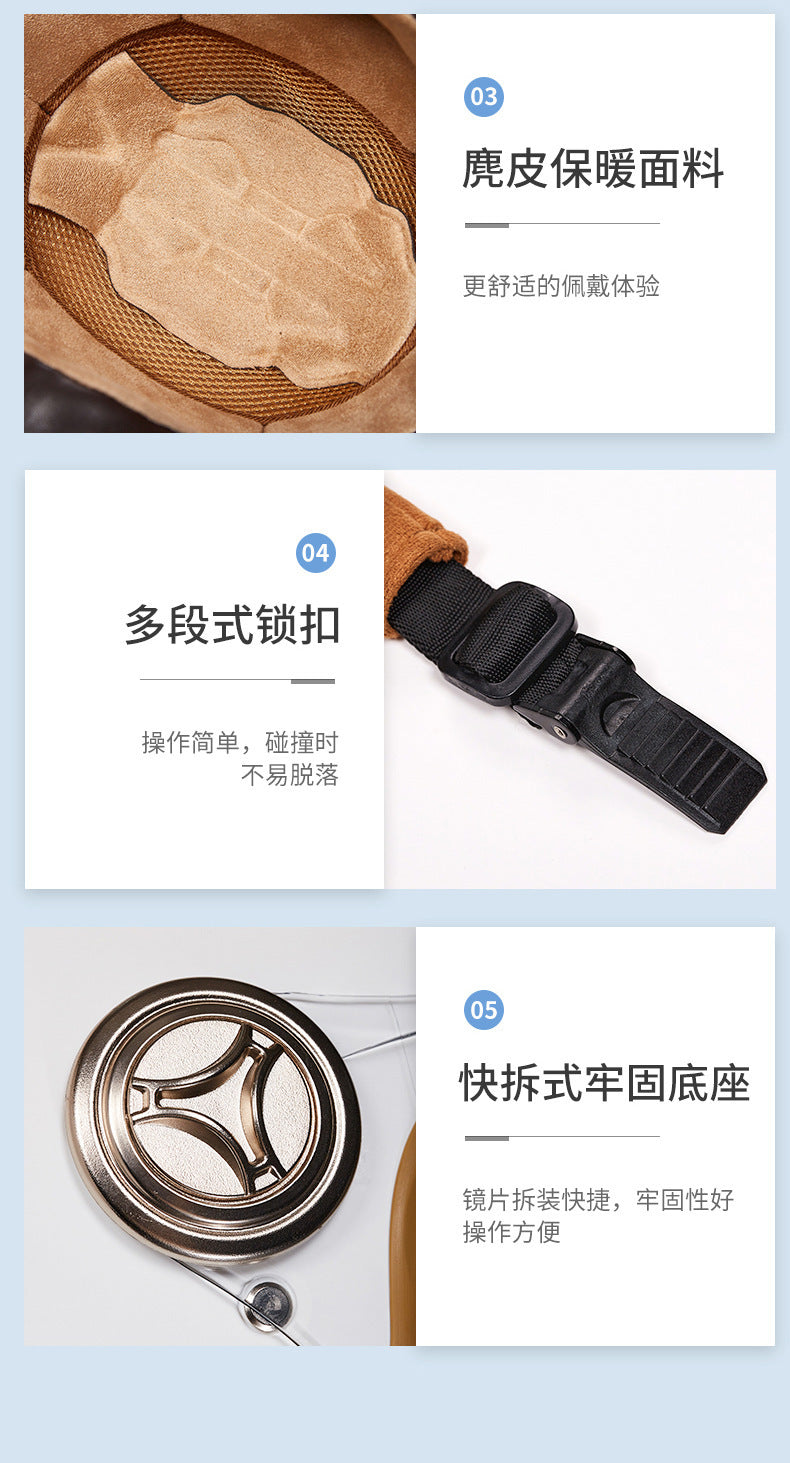 3C Certified Helmet for Women, Electric Vehicle, Men's Motorcycle, All-Season Half Helmet, Winter Warm and Anti-Fog Retro Helmet