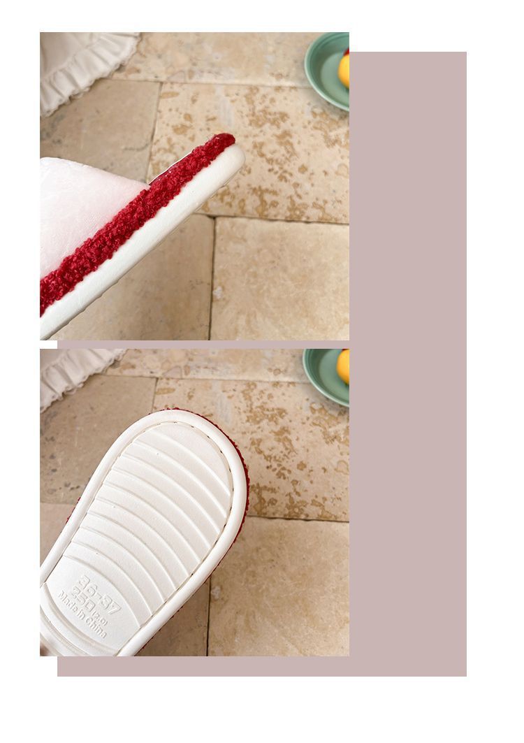 Apple Cute Closed-Toe Plush Cotton Slippers for Women, Winter 2026 New Model, Indoor Home Warm Non-Slip Odor-Resistant