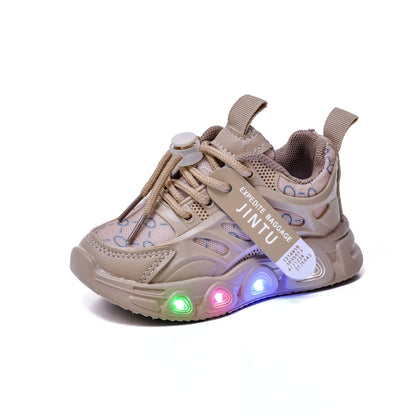 Spring and Summer New Children's Luminous Cloth Noodles for Boys sneaker 1-6 Years Old LED Light Shoes Casual Girls Schoolwalking Lights Shoes