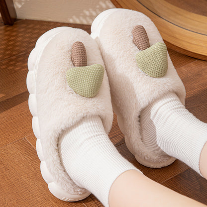 Cotton Slippers for Women Autumn and Winter 2025 New Couple Indoor Home Non-Slip Student Dormitory Fleece-Lined Thick-Soled Slippers for Men