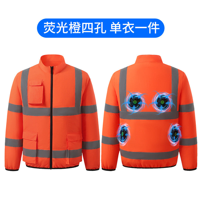New Summer Fan Clothes Construction Site Cooling Air-Conditioning Clothes Outdoor Reflective Strip Air-Conditioning Clothes Men's Style with Fan