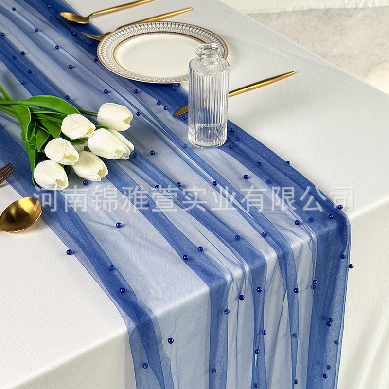 Amazon Pearl Tulle Lace Table Runner Wedding Party Outdoor Decoration Tablecloth Amazon Manufacturer Supply