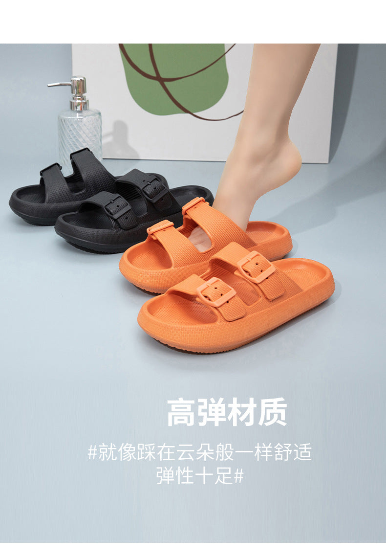 Foreign Trade Double Buckle Cool EVA Slippers Lovers Women's Beach Slippers Classic Men's Slippers