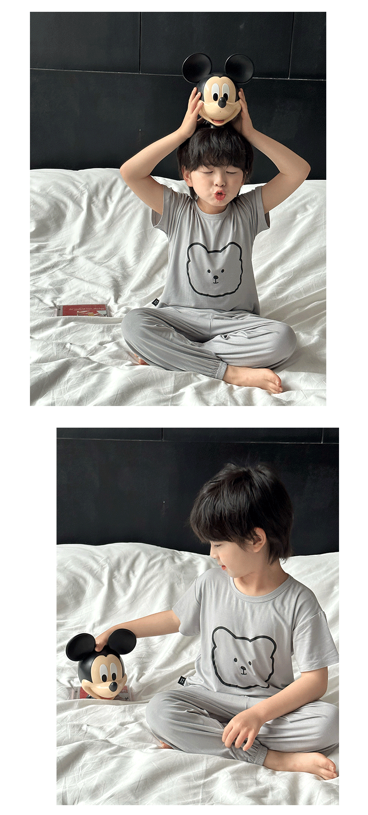 Children's Modal Pajamas Summer Thin Short-sleeved Trousers Ice Silk Middle-aged Boys and Girls Home Suit Summer