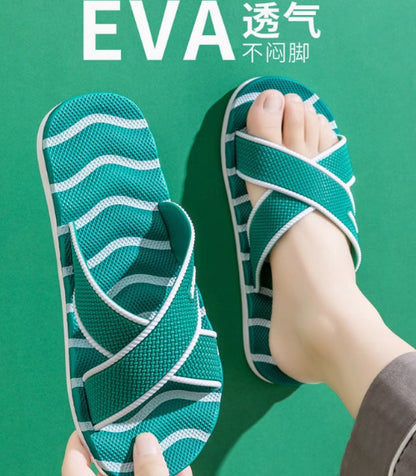Home Eva Slippers for Women, Non-Slip Bathroom Bathing Slippers for Men, Summer Outdoor Wear, Beach Trendy Slippers, Factory Direct Sales