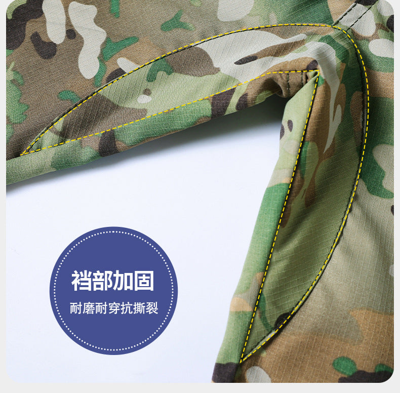 Outdoor Summer Camouflage Clothing suit Men's Wear-resistant Tear-resistant Multi-pocket Labor Protection Breathable Quick-drying Training Clothing Men's Tooling