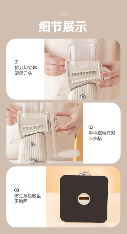 Multifunctional Vegetable Cutting Artifact Home Kitchen Hand-Cranked Drum Potato Grating Machine Convenient Slicing and Grating Meat Cutter