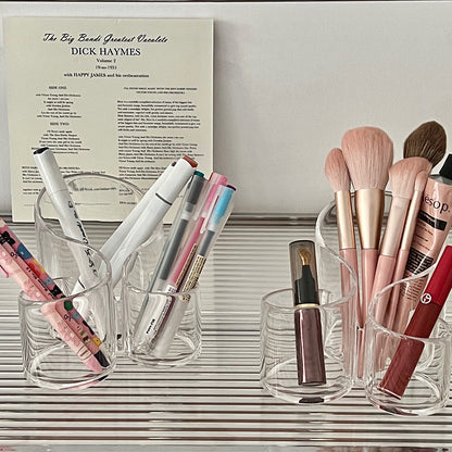 Simple Transparent Acrylic Cosmetic Brush Storage Bucket Desktop Student Pen Conner Desktop Cosmetic Lipstick Storage Box
