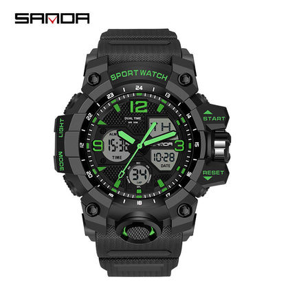 Sanda Hot-Selling Watch Korean Version Student Party Multi-Functional Waterproof Alarm Clock Electronic Watch Cool Dual Display Luminous Sports Watch by PDG ibma