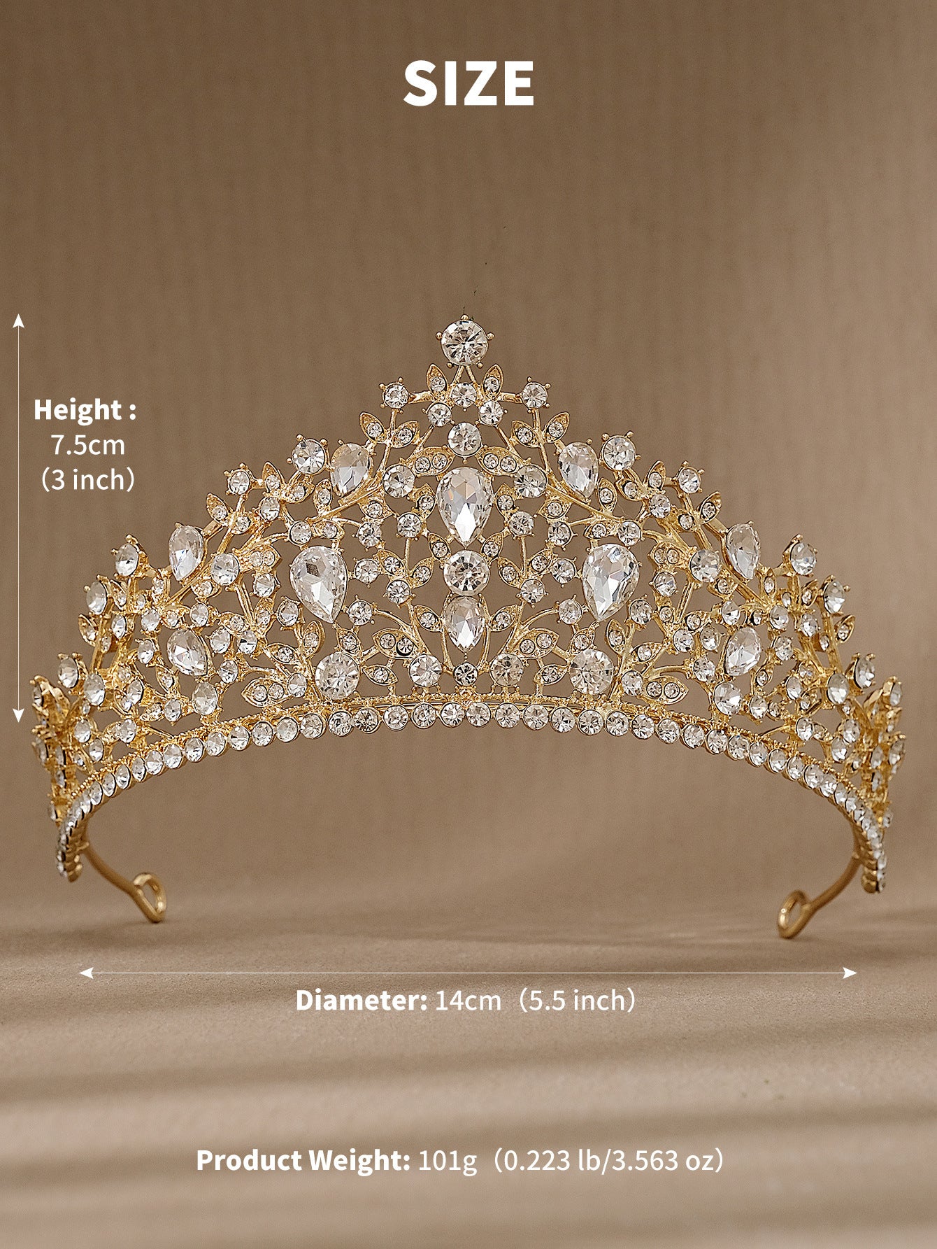 European and American All-match Bride Wedding Hair Accessories Light Luxury Full Diamond Birthday Party Crown Baroque Vintage Rhinestone Crown