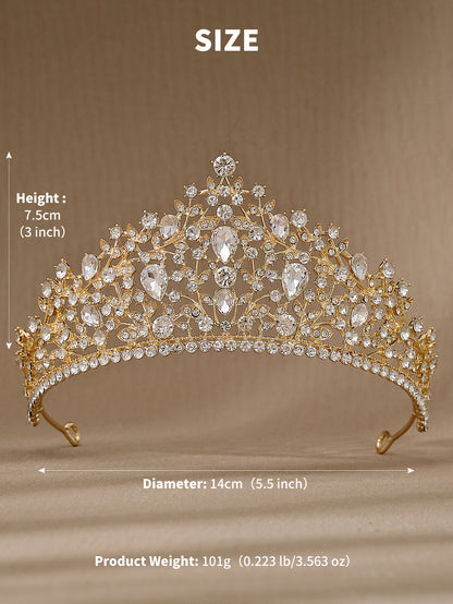 European and American All-match Bride Wedding Hair Accessories Light Luxury Full Diamond Birthday Party Crown Baroque Vintage Rhinestone Crown