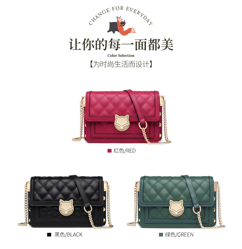 Chain Bag Women's 2024 New Trendy Fashionable Black Rhomboid Shoulder Crossbody Small Square Bag High-grade Commuter Shoulder Bag