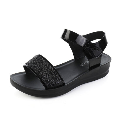 New Summer Flat Women's Shoes for Middle-Aged Women, Mid-Heel 2026 Women's Wedge Sandals for Summer, Mom Sandals with Soft and Thick Soles, Comfortable