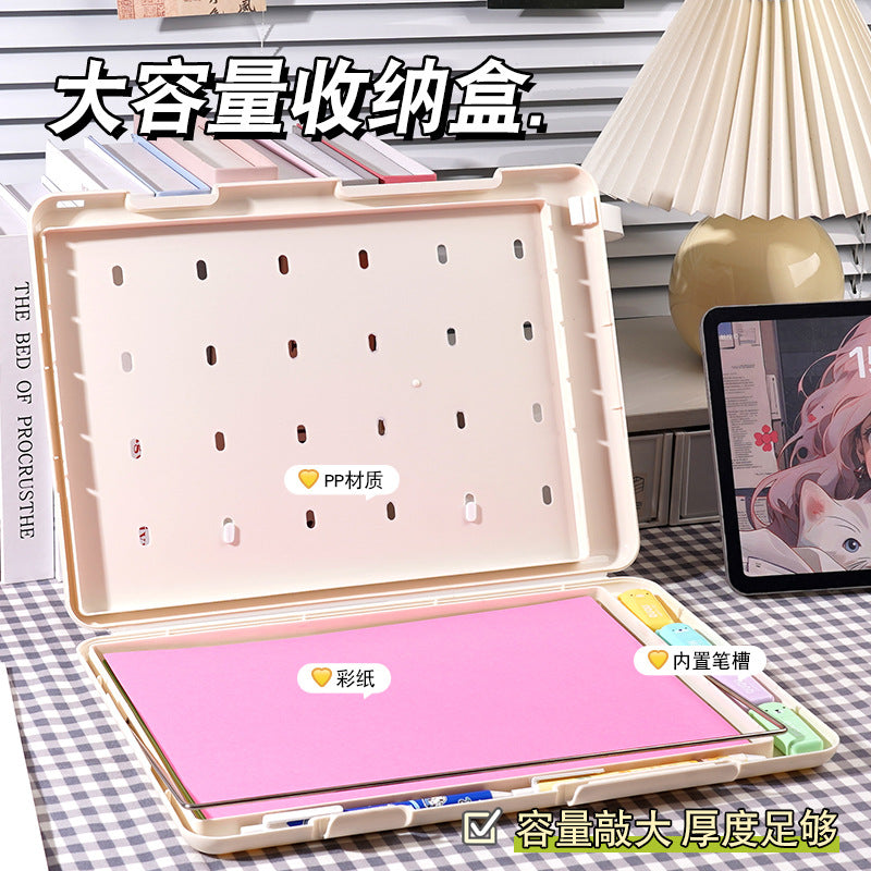Plastic board folder file box copy writing board storage box A4 data box PP transparent office supplies finishing box