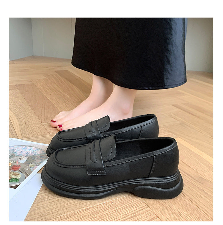 Thick-Soled Loafers British Style Slip-On White Shoes for Women 2025 New Versatile Toe-Toe Shoes Cross-Border Foreign Trade Women's Shoes