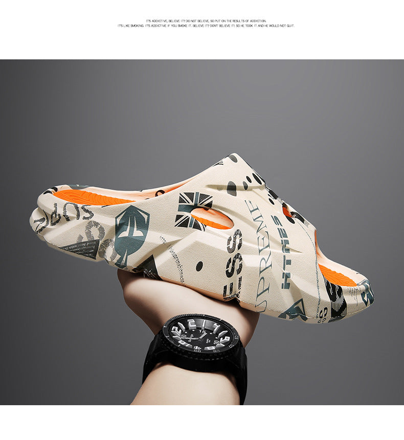 Coconut Slippers for Men to Wear Outside in Summer, Non-Slip Thick Soles for Stepping on Shit, Home Bathing, Men's Outdoor Sports Beach Sandals